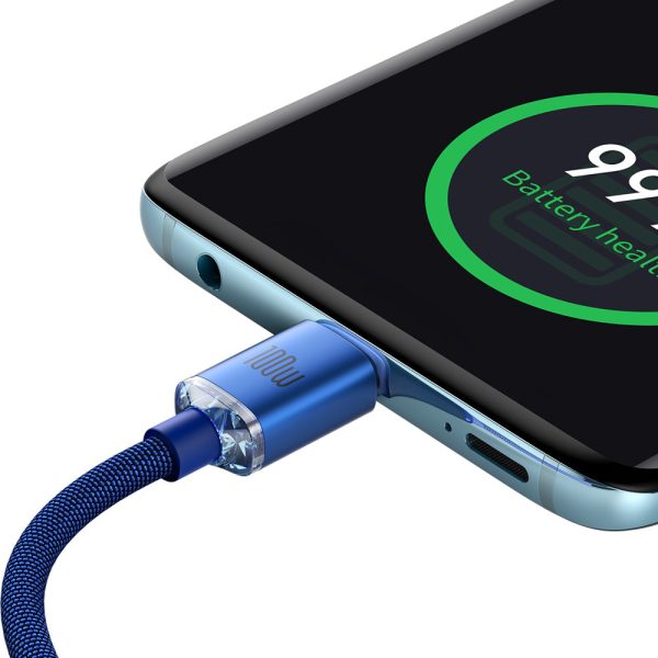 Kabelis Kabelis ātrai uzlādēšanai un datiem pārsūtiet USB-C USB-C 100W 1,2m zilu