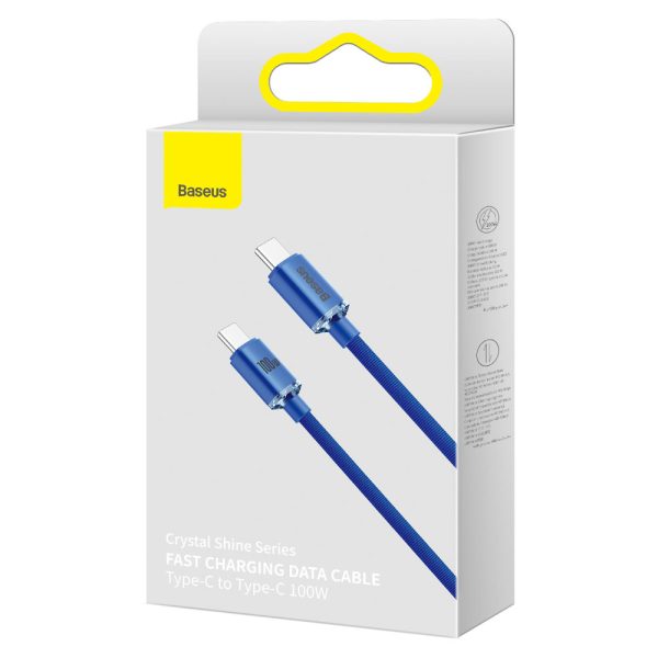 Kabelis Kabelis ātrai uzlādēšanai un datiem pārsūtiet USB-C USB-C 100W 1,2m zilu