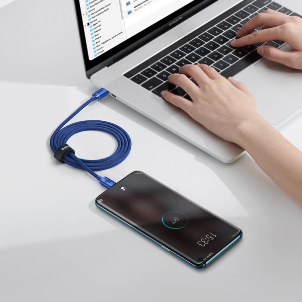 Kabelis Kabelis ātrai uzlādēšanai un datiem pārsūtiet USB-C USB-C 100W 1,2m zilu