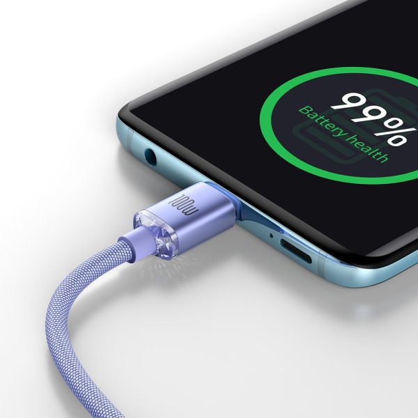 Kabelis Kabelis ātrai uzlādēšanai un datiem pārsūtiet USB-C USB-C 100W 2M Purple
