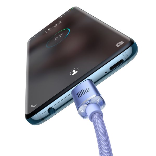 Kabelis Kabelis ātrai uzlādēšanai un datiem pārsūtiet USB-C USB-C 100W 2M Purple