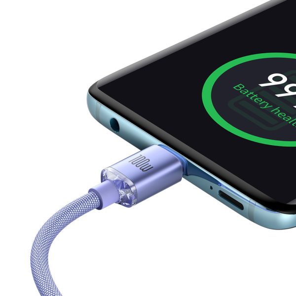 Kabelis Kabelis ātrai uzlādēšanai un datiem pārsūtiet USB-C USB-C 100W 2M Purple