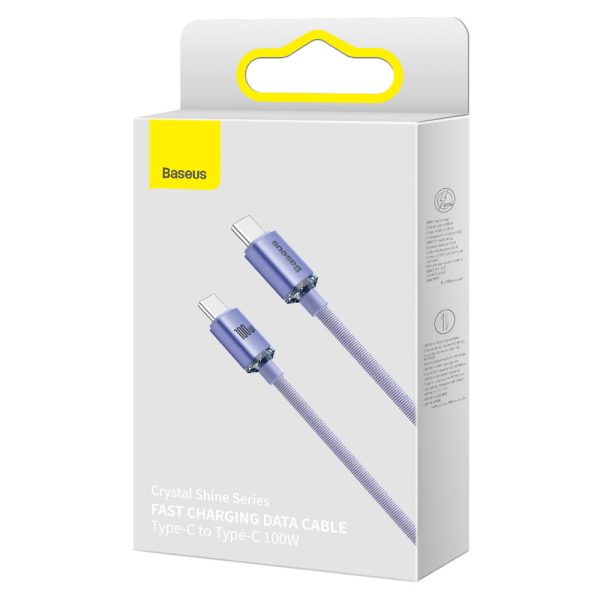 Kabelis Kabelis ātrai uzlādēšanai un datiem pārsūtiet USB-C USB-C 100W 2M Purple