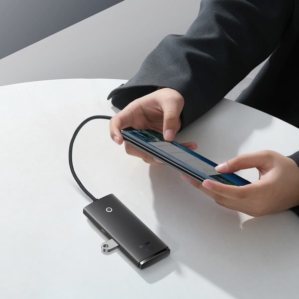 Lite Series Hub USB-C 4X USB 3.0 25cm melnais adapteris