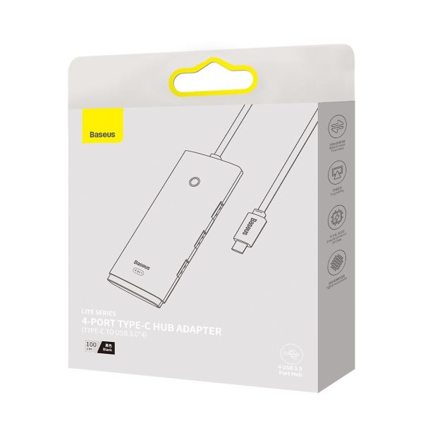 Lite Series Hub USB-C 4X USB 3.0 1M melnais adapteris