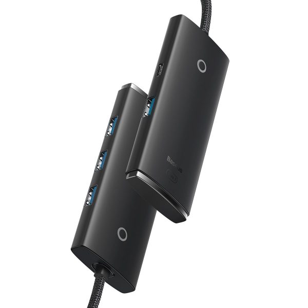 1018407-11-lite-series-przejsciowka-hub-usb-c-4-us-baseus-hurtownia-sklep Lite Series Hub USB-C 4X USB 3.0 2M melnais adapteris