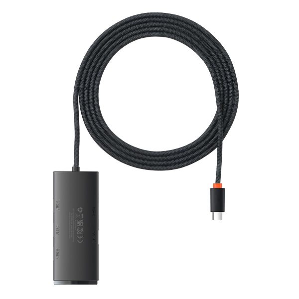 1018407-2-lite-series-przejsciowka-hub-usb-c-4-us-baseus-hurtownia-sklep Lite Series Hub USB-C 4X USB 3.0 2M melnais adapteris