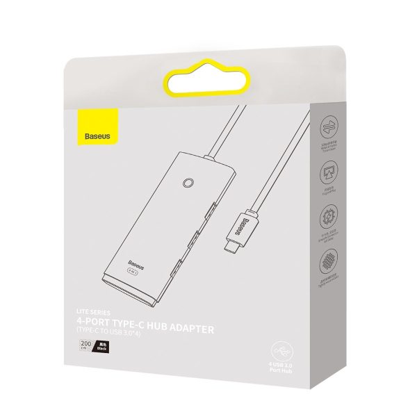 1018407-5-lite-series-przejsciowka-hub-usb-c-4-us-baseus-hurtownia-sklep Lite Series Hub USB-C 4X USB 3.0 2M melnais adapteris