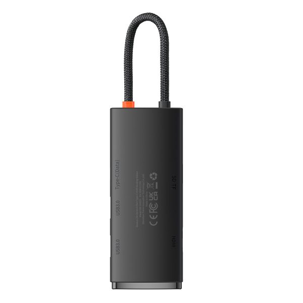 Lite sērijas daudzfunkcionālais centrmezgls USB-C 2 X USB 3.0 USB-C HDMI 1.4 SD-TF Black