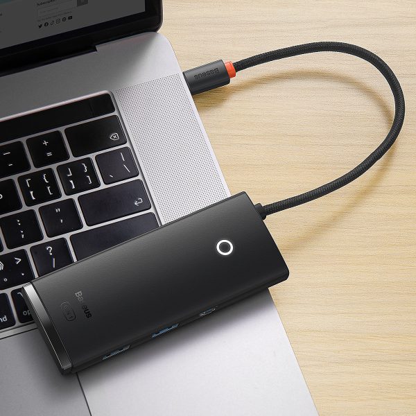 Lite sērijas daudzfunkcionālais centrmezgls USB-C 2 X USB 3.0 USB-C HDMI 1.4 SD-TF Black