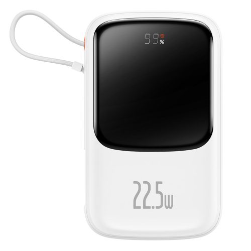 QPOW PowerBank 1000MAH Build -In USB tipa C 22.5W Ātrais uzlādes baltais kabelis