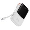 QPOW PowerBank 1000MAH Build -In USB tipa C 22.5W Ātrais uzlādes baltais kabelis