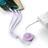 Crooked Cable 3in1 USB microUSB + iPhone zibens + USB-C 66W 1,1m purpursarkanais
