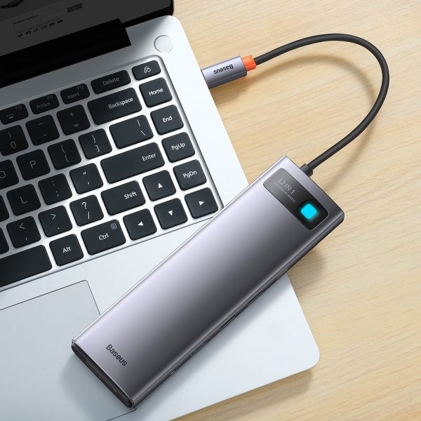 Daudzfunkcionālais centrs 12in1 USB-C HDMI DP USB-C minijack 3,5mm RJ45 SD
