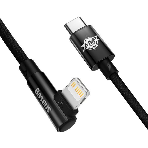 1018524-2-katowy-kabel-przewod-power-delivery-z-bo-baseus-hurtownia-sklep Leņķa kabeļa barošanas piegādes kabelis ar USB-C sānu spraudni iPhone Lightning 1m 20 W Black