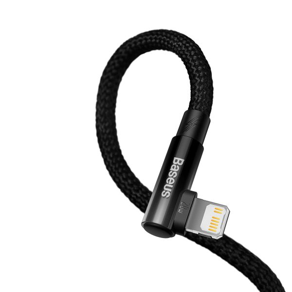 1018524-4-katowy-kabel-przewod-power-delivery-z-bo-baseus-hurtownia-sklep Leņķa kabeļa barošanas piegādes kabelis ar USB-C sānu spraudni iPhone Lightning 1m 20 W Black