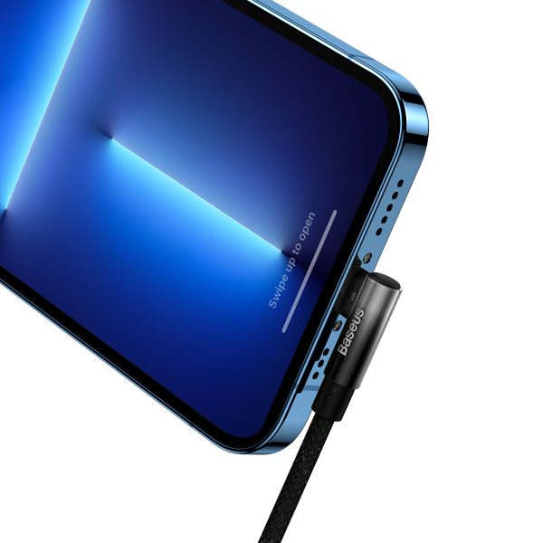 1018524-7-katowy-kabel-przewod-power-delivery-z-bo-baseus-hurtownia-sklep Leņķa kabeļa barošanas piegādes kabelis ar USB-C sānu spraudni iPhone Lightning 1m 20 W Black
