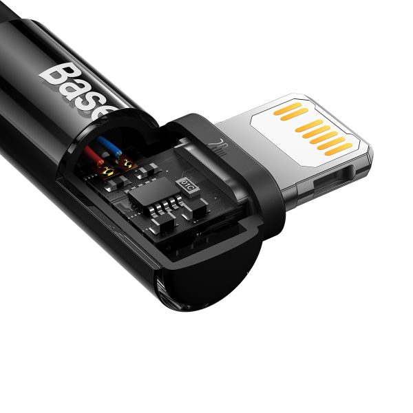 1018524-8-katowy-kabel-przewod-power-delivery-z-bo-baseus-hurtownia-sklep Leņķa kabeļa barošanas piegādes kabelis ar USB-C sānu spraudni iPhone Lightning 1m 20 W Black