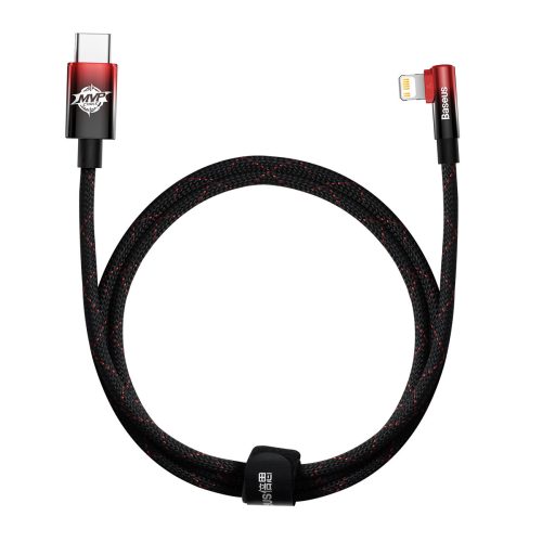 Leņķa kabeļa barošanas piegādes kabelis ar USB-C sānu spraudni iPhone Lightning 1M 20 W Red Red