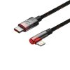 Leņķa kabeļa barošanas piegādes kabelis ar USB-C sānu spraudni iPhone Lightning 1M 20 W Red Red