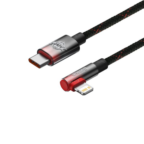Leņķa kabeļa barošanas piegādes kabelis ar USB-C sānu spraudni iPhone Lightning 1M 20 W Red Red