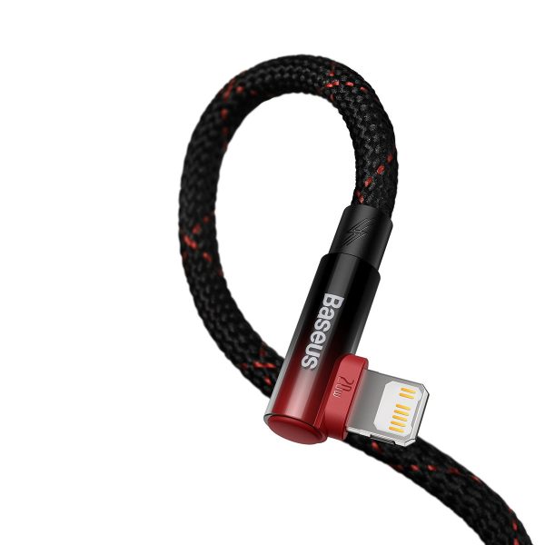 Leņķa kabeļa barošanas piegādes kabelis ar USB-C sānu spraudni iPhone Lightning 1M 20 W Red Red