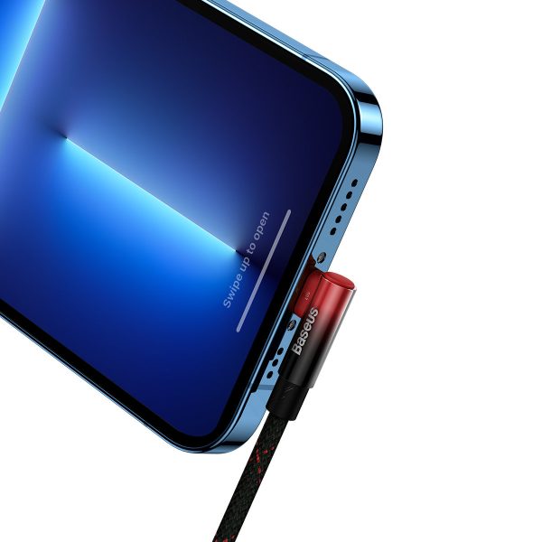 Leņķa kabeļa barošanas piegādes kabelis ar USB-C sānu spraudni iPhone Lightning 1M 20 W Red Red