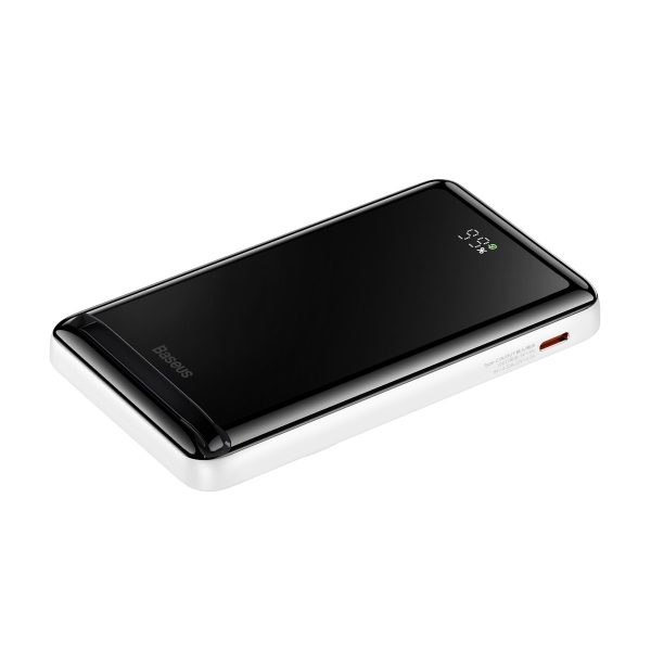 PowerBank ar bezvadu uzlādes magSafe 1000mAh 20W USB-C 0,5 m baltais kabelis