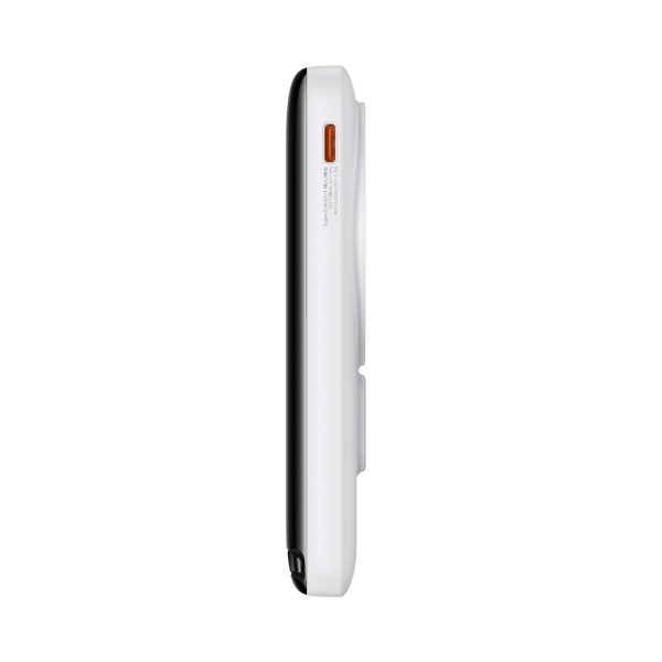 PowerBank ar bezvadu uzlādes magSafe 1000mAh 20W USB-C 0,5 m baltais kabelis