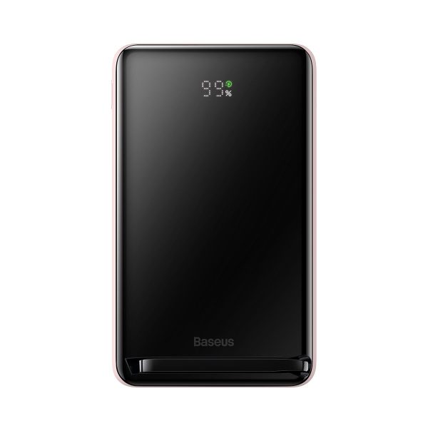 PowerBank ar bezvadu uzlādes magSafe 1000mah 20W USB-C 0,5 m rozā kabelis