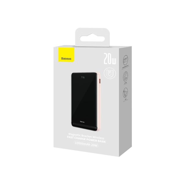 PowerBank ar bezvadu uzlādes magSafe 1000mah 20W USB-C 0,5 m rozā kabelis