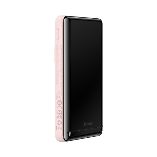 PowerBank ar bezvadu uzlādes magSafe 1000mah 20W USB-C 0,5 m rozā kabelis