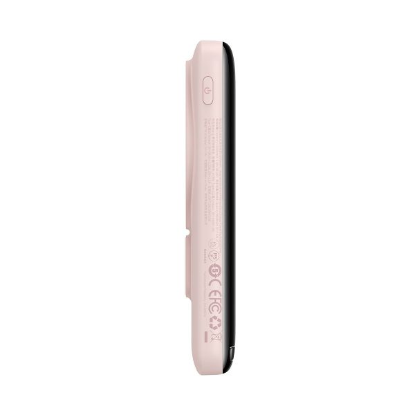 PowerBank ar bezvadu uzlādes magSafe 1000mah 20W USB-C 0,5 m rozā kabelis