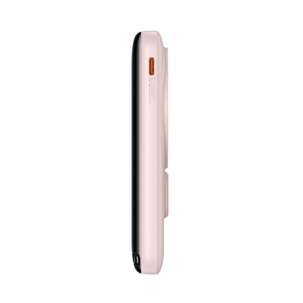 PowerBank ar bezvadu uzlādes magSafe 1000mah 20W USB-C 0,5 m rozā kabelis