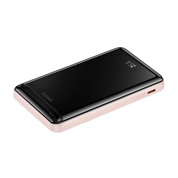 PowerBank ar bezvadu uzlādes magSafe 1000mah 20W USB-C 0,5 m rozā kabelis