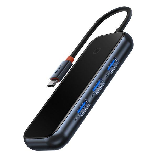 AMEJOY HUB 4-POPT USB-C 3XUSB 3.0 tumši pelēks