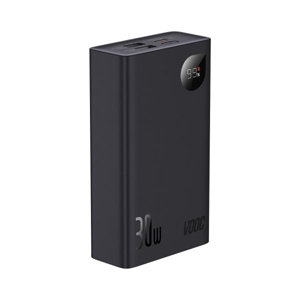 PowerBank ar 20 000 mAh 30W 2xUSB 1xUSB-C ātrais lādiņš SCP Vooc Black