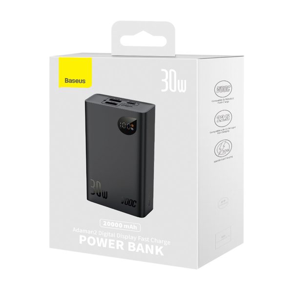 PowerBank ar 20 000 mAh 30W 2xUSB 1xUSB-C ātrais lādiņš SCP Vooc Black