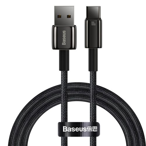 Volframa zelta kabelis USB-USB-C 480MB-S 100W 1M melns kabelis