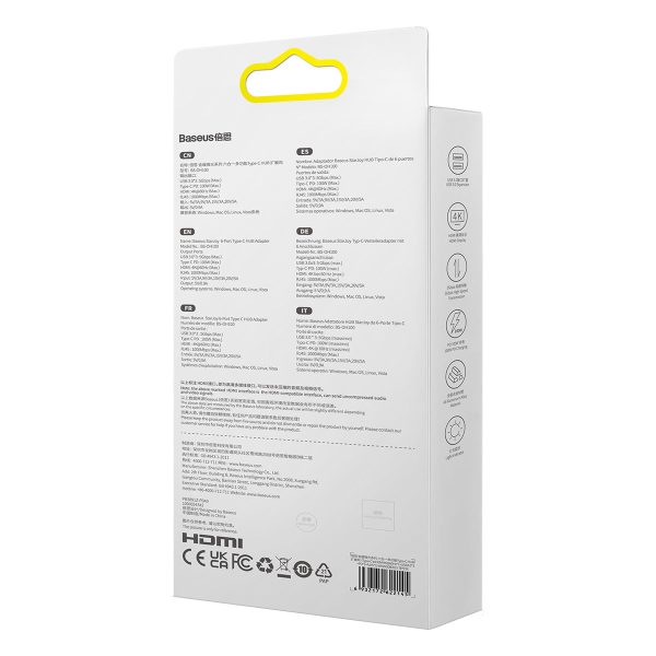 Baday Hub 6in1 USB-C 3xUSB HDMI RJ45 PD GREY