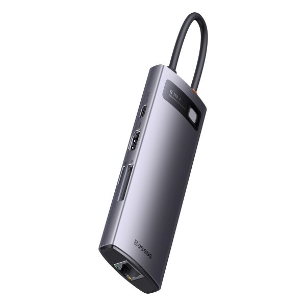 Baday Hub 8in1 USB-C 3XUSB HDMI RJ45 SD un TF PD pelēkās kartes lasītājs
