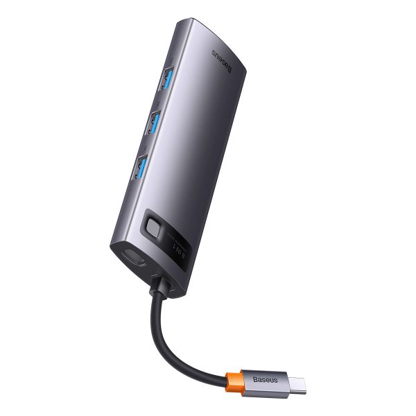Baday Hub 8in1 USB-C 3XUSB HDMI RJ45 SD un TF PD pelēkās kartes lasītājs