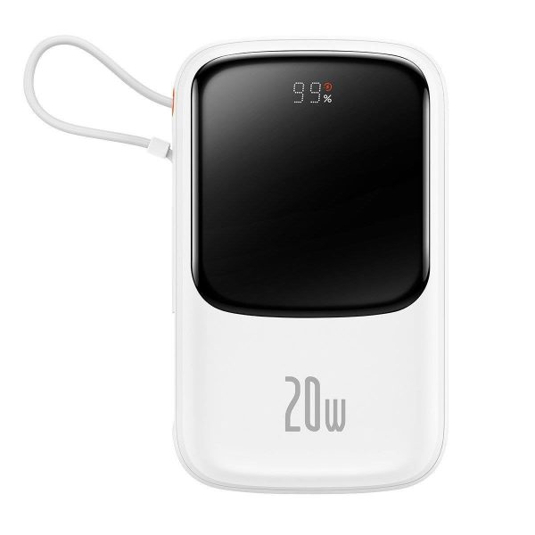 PowerBank ar ātru uzlādi 1000mAh 20W QC-PD-SCP-FCP kabelis iphone zibens balts