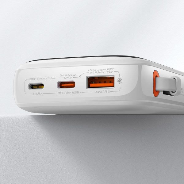 PowerBank ar ātru uzlādi 1000mAh 20W QC-PD-SCP-FCP kabelis iphone zibens balts