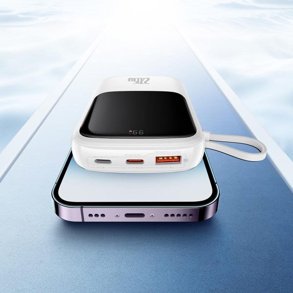 PowerBank ar ātru uzlādi 1000mAh 20W QC-PD-SCP-FCP kabelis iphone zibens balts