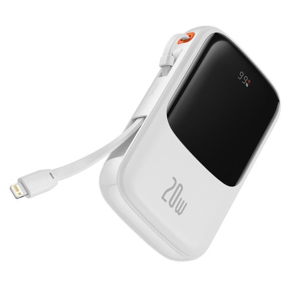 PowerBank ar ātru uzlādi 1000mAh 20W QC-PD-SCP-FCP kabelis iphone zibens balts
