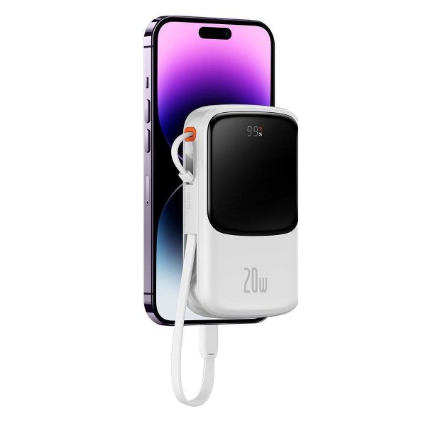 PowerBank ar ātru uzlādi 1000mAh 20W QC-PD-SCP-FCP kabelis iphone zibens balts
