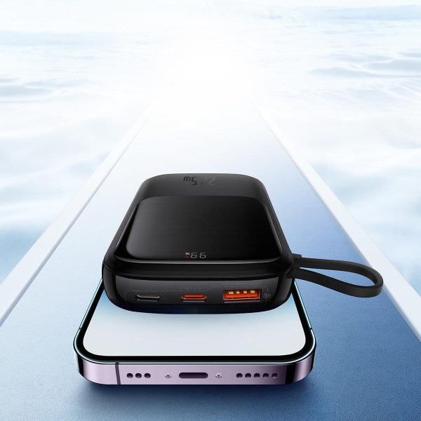 PowerBank ar ātru uzlādi 1000mAh 22,5W QC-PD-SCP-FCP USB-C kabelis melns