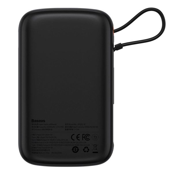 PowerBank ar ātru uzlādi 1000mAh 22,5W QC-PD-SCP-FCP USB-C kabelis melns