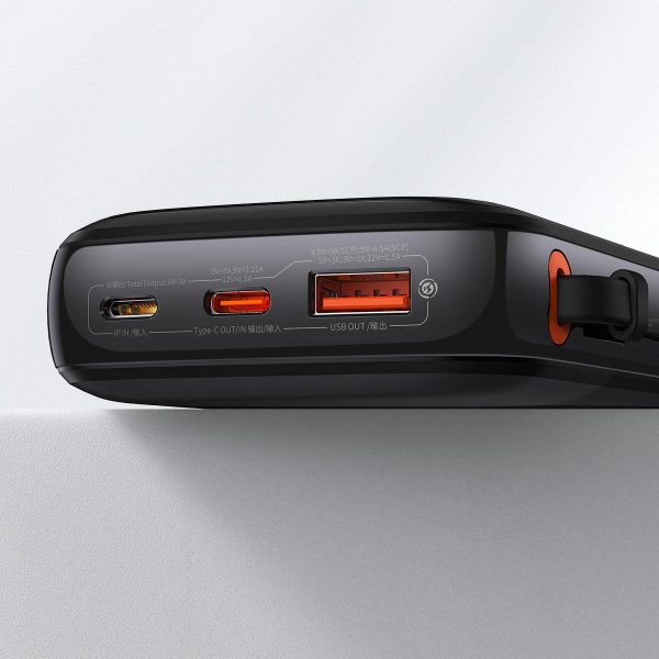 PowerBank ar ātru uzlādi 1000mAh 22,5W QC-PD-SCP-FCP USB-C kabelis melns